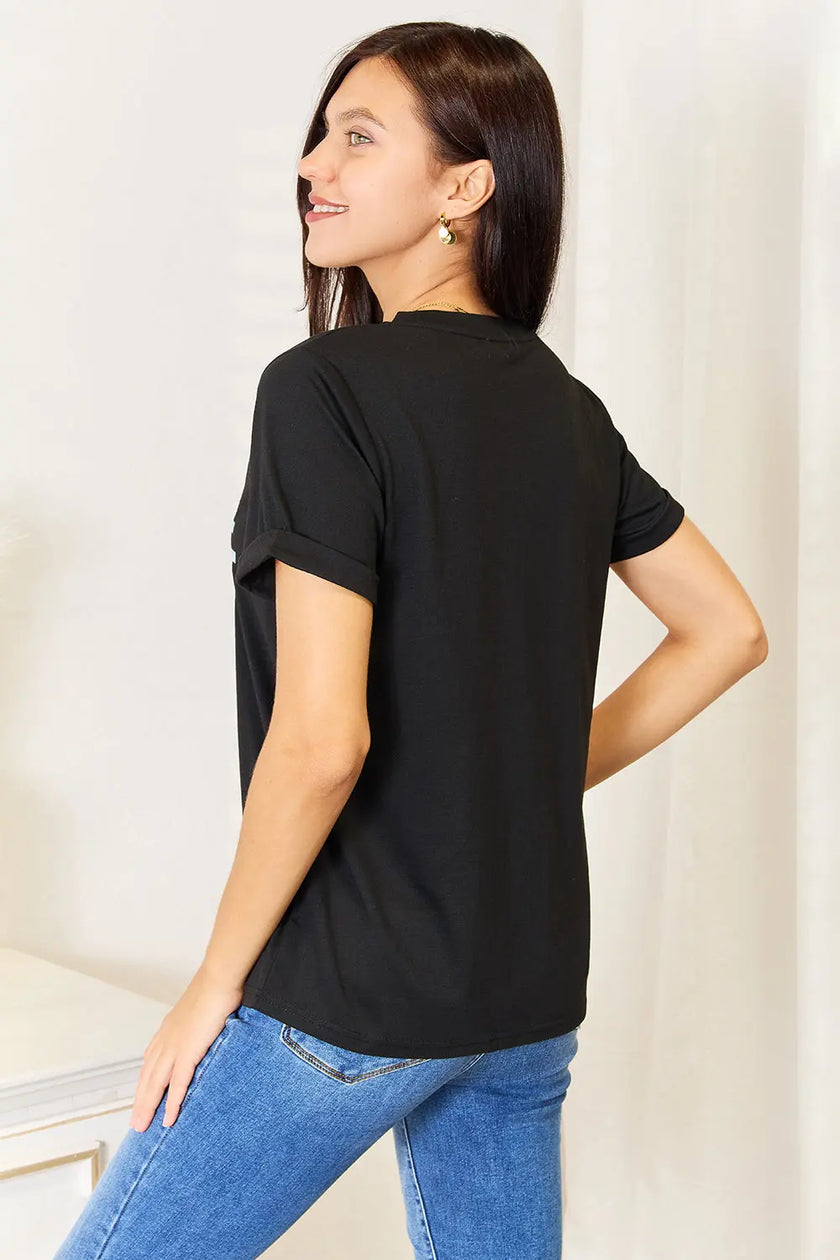 Simply Love Expensive Difficult Graphic Cuffed Short Sleeve Shirt  Style Ratio