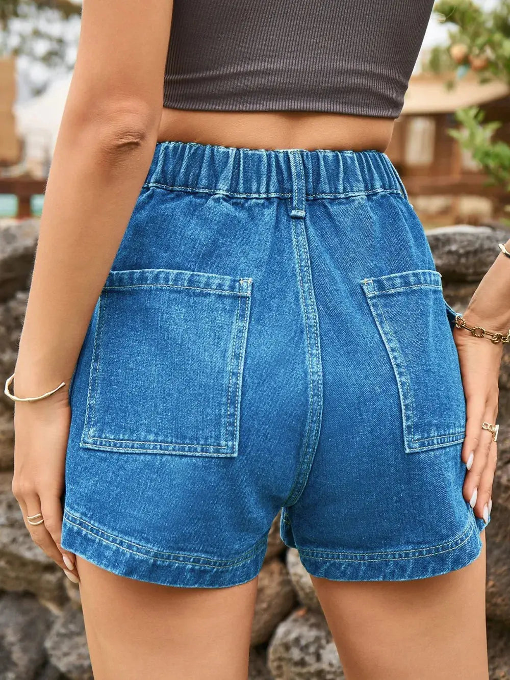 High Waist Denim Shorts with Pockets  Style Ratio