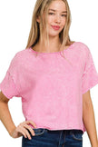 Zenana Washed Crew Neck Short Sleeve Crop Box Shirt  Style Ratio