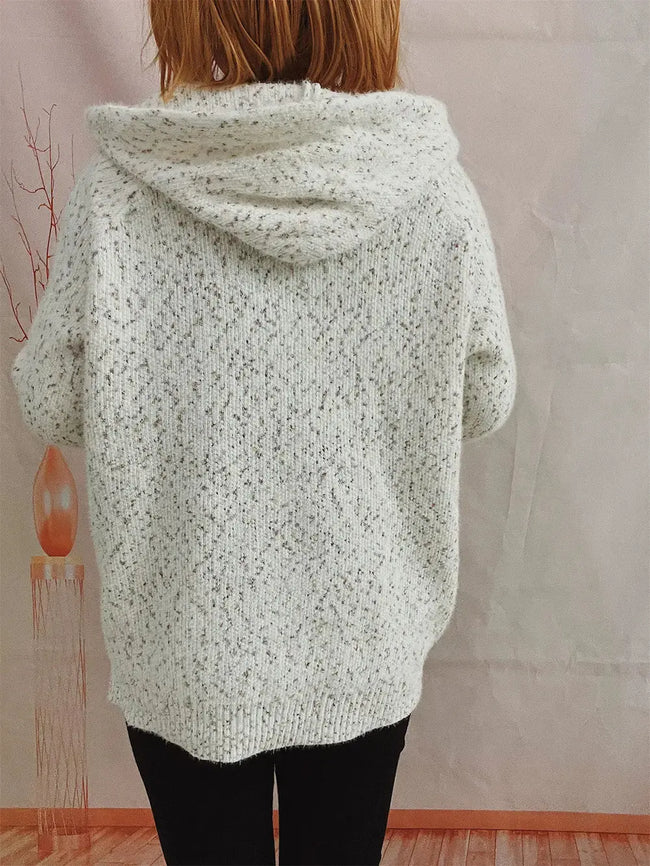 Zip Up Drawstring Long Sleeve Hooded Sweater  Style Ratio