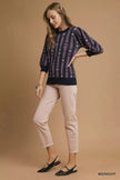 Umgee Jacquard Knit Puff Sleeve Sweater  Style Ratio
