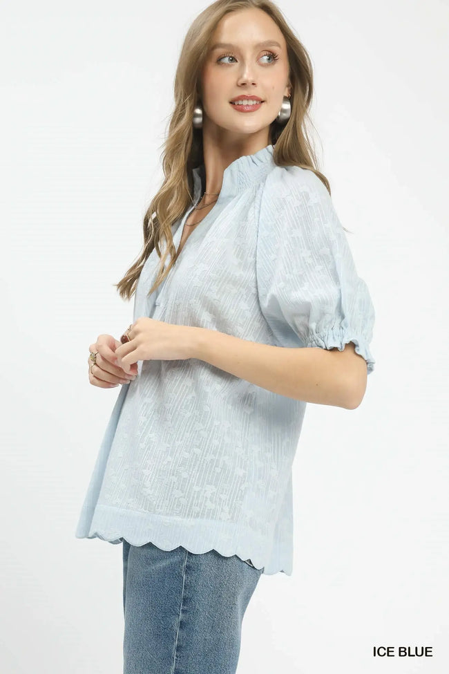 Umgee Textured Pintuck Blouse  Style Ratio