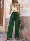 Printed Tank Top and Wide Leg Pants Set  Style Ratio