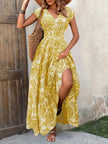 Printed Cap Sleeve Maxi Dress  Style Ratio