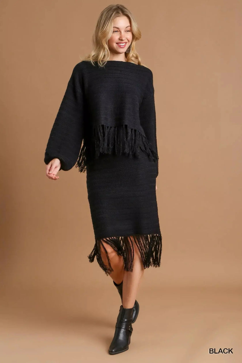 Umgee Crochet Knit Sweater Crop Top with Frey Hem  Style Ratio