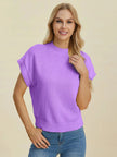 Double Take Full Size Mock Neck Short Sleeve Sweater  Style Ratio