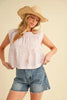 Aemi + Co Ruched Striped Round Neck Sleeveless Blouse  Style Ratio