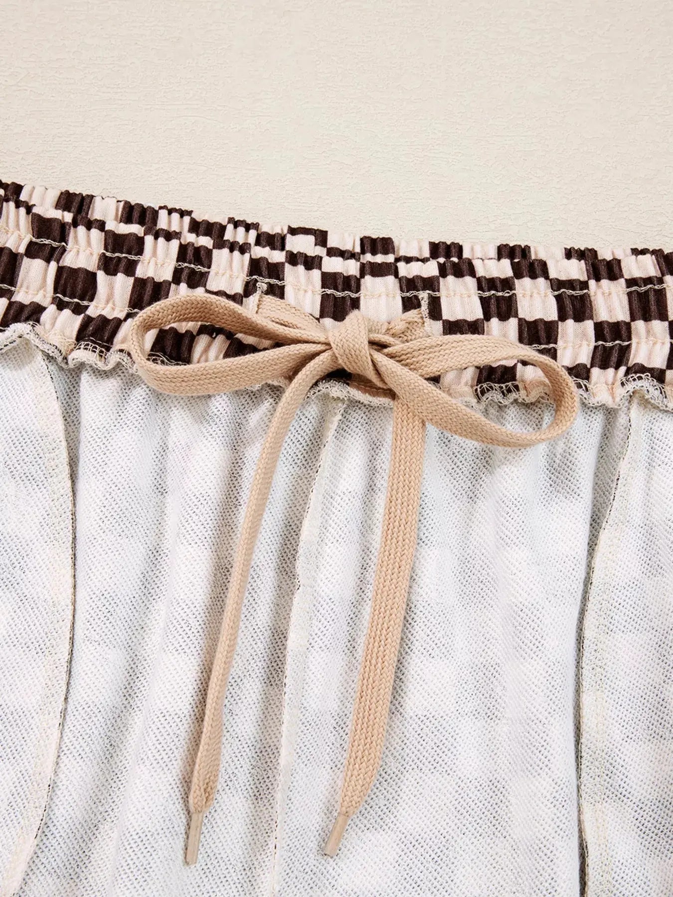 Checkered Drawstring Hoodie and Pants Set  Style Ratio