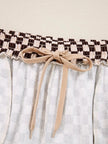 Checkered Drawstring Hoodie and Pants Set  Style Ratio
