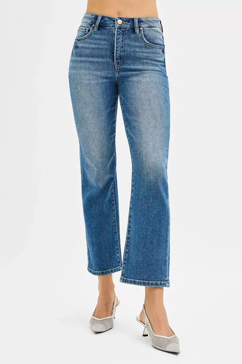 RISEN Tummy Control High Rise Crop Straight Jeans  Style Ratio