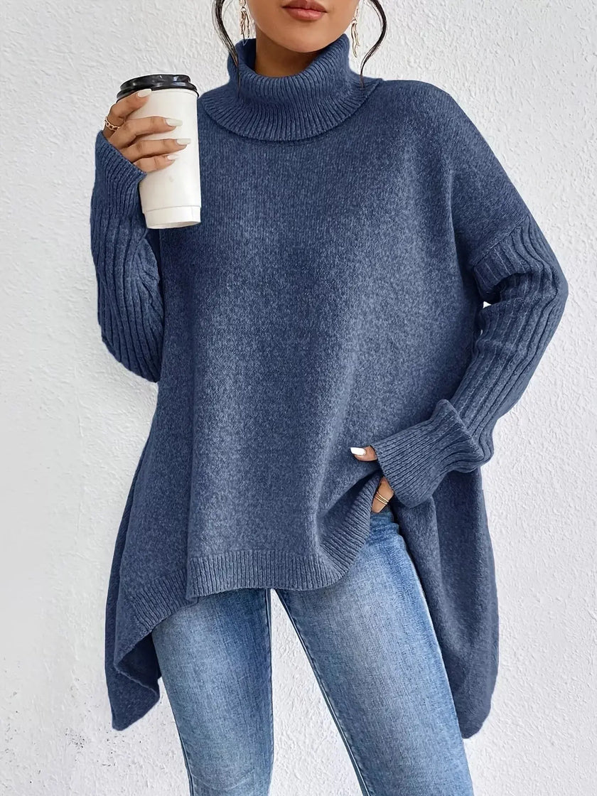 Turtleneck High-Low Hem Sweater  Style Ratio