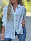 Swiss Dot Button Down Long Sleeve Shirt  Style Ratio
