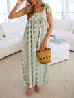 Elegant Floral Print Tie-Shoulder Dress  Style Ratio
