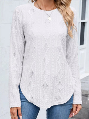 Diamond Pattern Knit Long Sleeve Shirt  Style Ratio