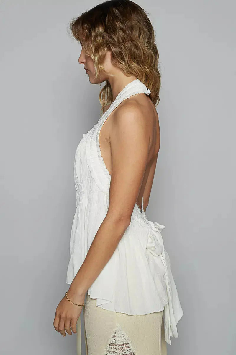 POL Backless Halter Sleeveless Top  Style Ratio