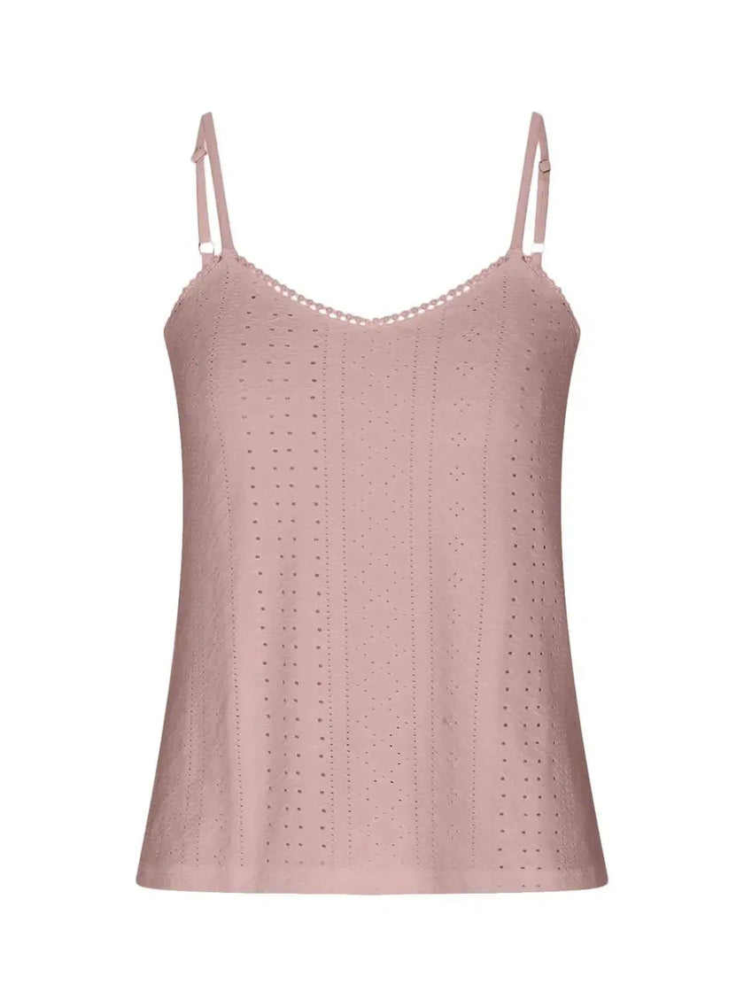 Eyelet Lace Detail V-Neck Cami  Style Ratio