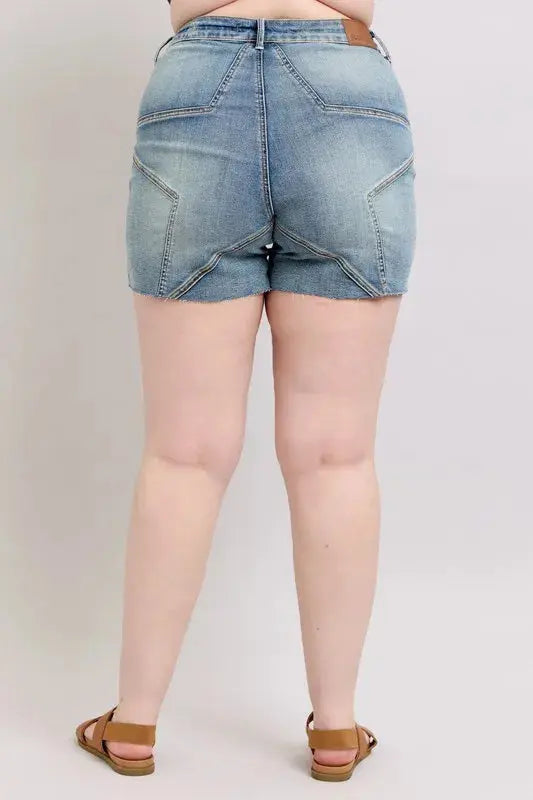 Judy Blue High Waist Star Seam Detail Denim Shorts  Style Ratio