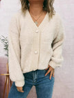 Fuzzy Button-Up Long Sleeve Cardigan  Style Ratio
