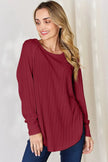 Basic Bae Full Size Ribbed Round Neck Long Sleeve Shirt  Style Ratio