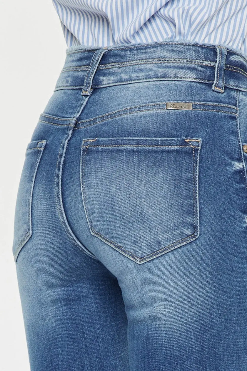 Kancan Distressed Raw Hem High Waist Jeans  Style Ratio