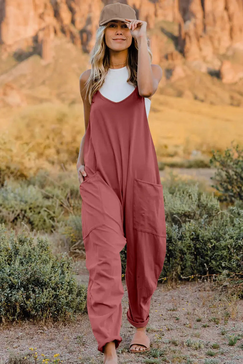 Double Take V Neck Sleeveless Jumpsuit with Pockets  Style Ratio