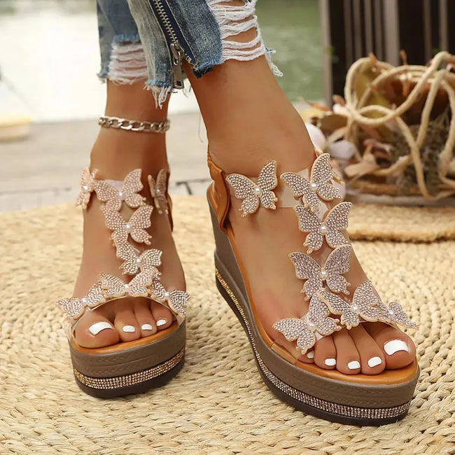 Butterfly Embellished Wedge Sandals  Style Ratio