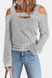 Full Size Cutout Shoulder Long Sleeve Shirt  Style Ratio