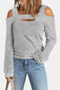 Full Size Cutout Shoulder Long Sleeve Shirt  Style Ratio