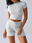Round Neck Short Sleeve Top and Shorts Loungewear  Style Ratio