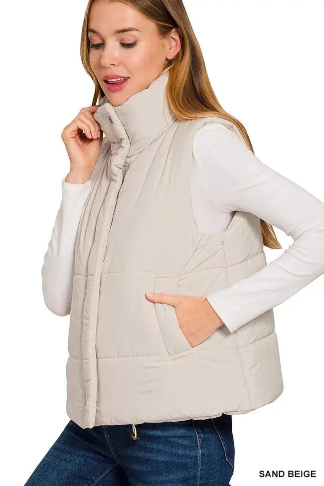 Zenana High Neck Zip-Up Coat  Style Ratio