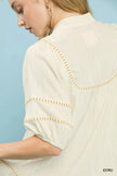 Umgee Textured Short Sleeve Top with Contrast Trim  Style Ratio