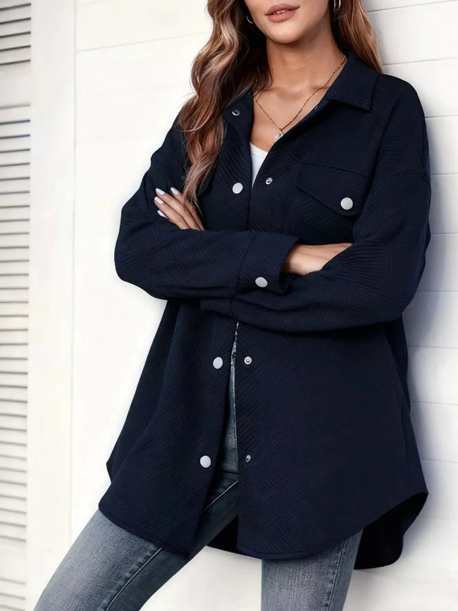 Textured Snap Down Jacket  Style Ratio