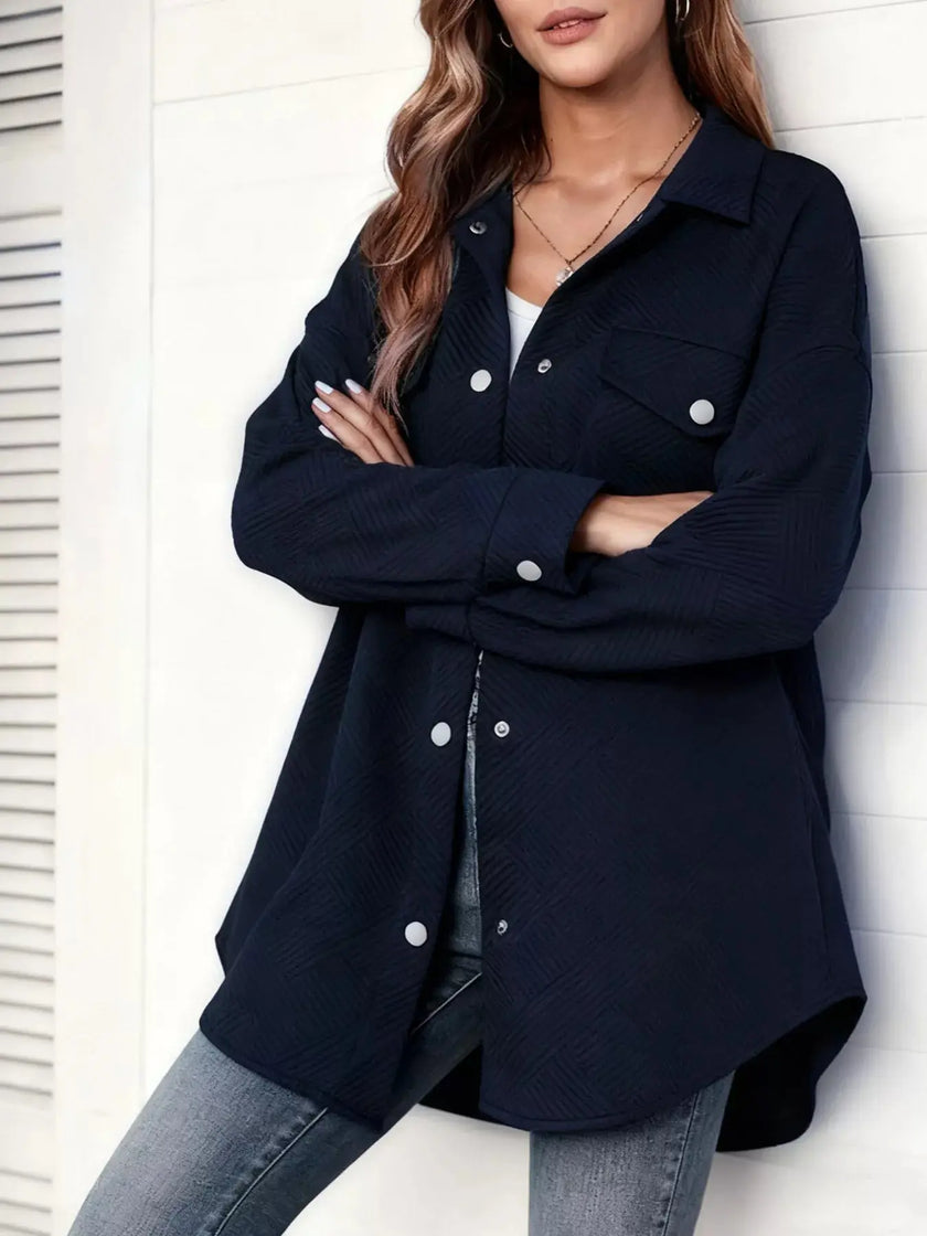 Textured Snap Down Jacket  Style Ratio