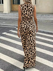 Sleeveless V Neck Leopard Print Jumpsuit  Style Ratio