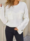 Pocket Detail Round Neck Sweater  Style Ratio