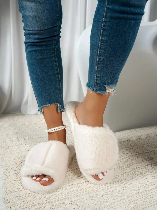 Fuzzy Open Toe Slippers  Style Ratio