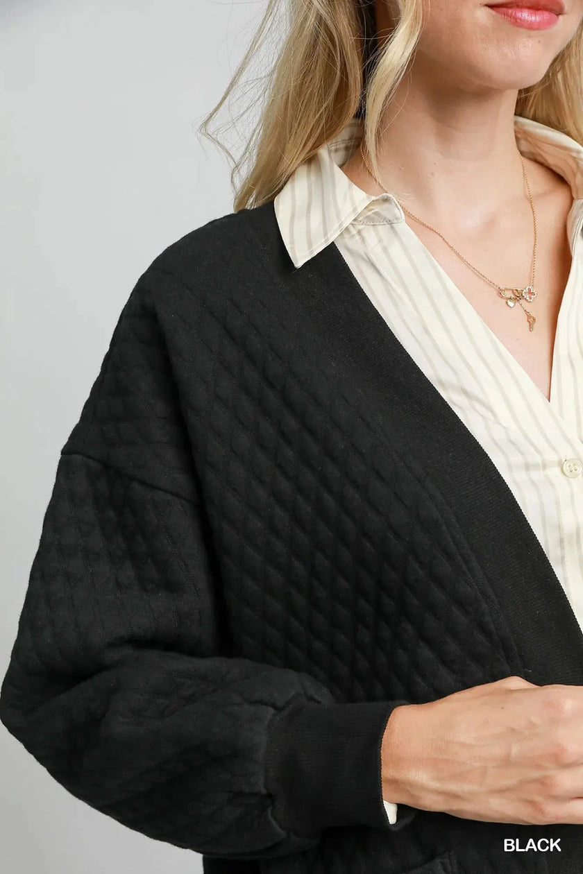 Umgee Button-Up Jacquard Cardigan  Style Ratio