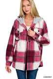 Zenana Plaid Drawstring Hooded Fleece Shacket  Style Ratio