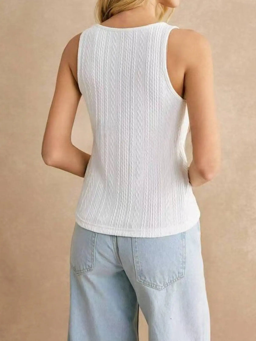 Textured Knit Scoop Neck Tank  Style Ratio