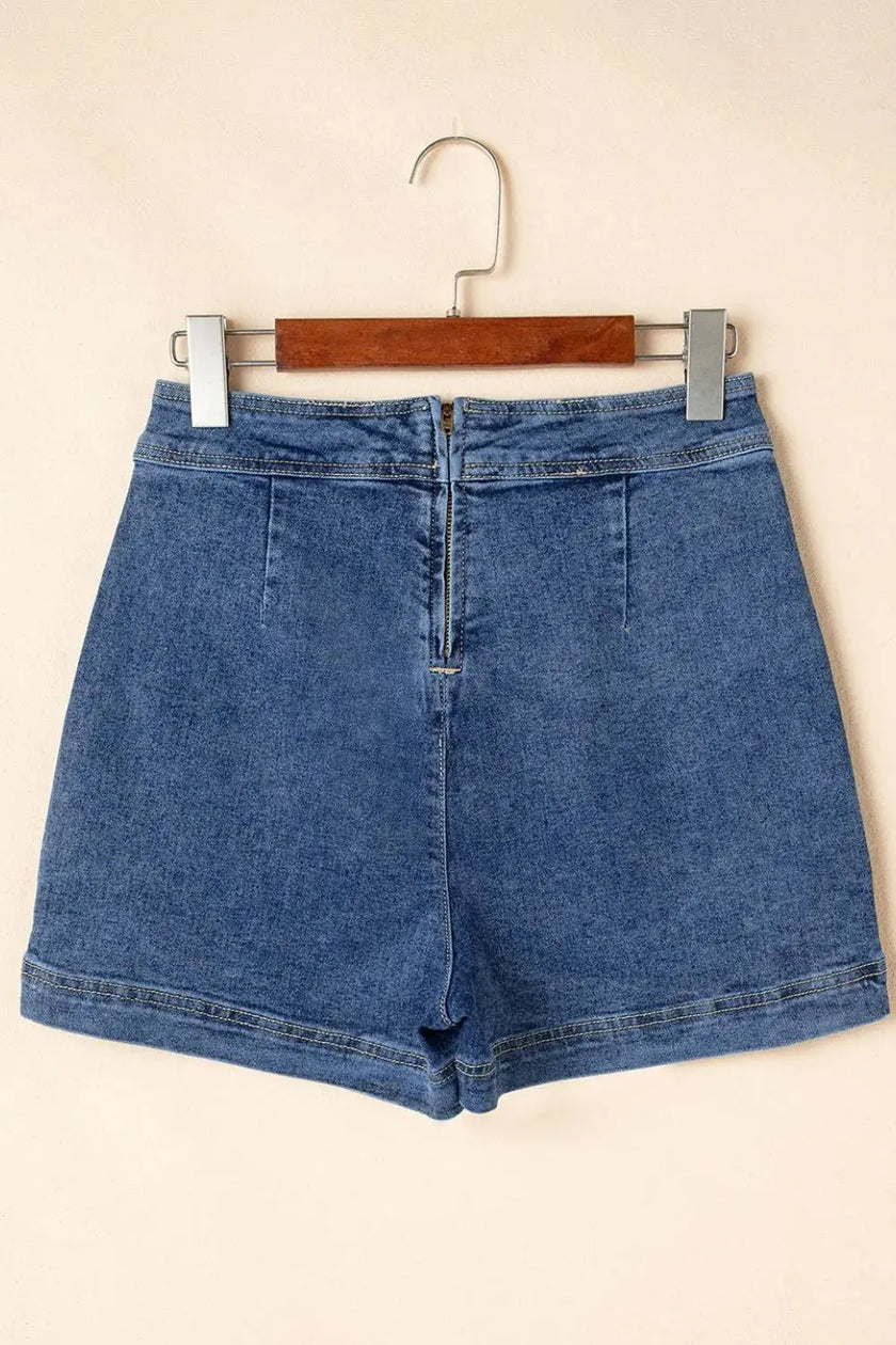 Asymmetrical Denim Skort with Pockets  Style Ratio