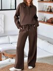 Collared Sweatshirt and High Waist Pants Active Set  Style Ratio