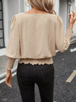 Smocked Waist Round Neck Blouse  Style Ratio