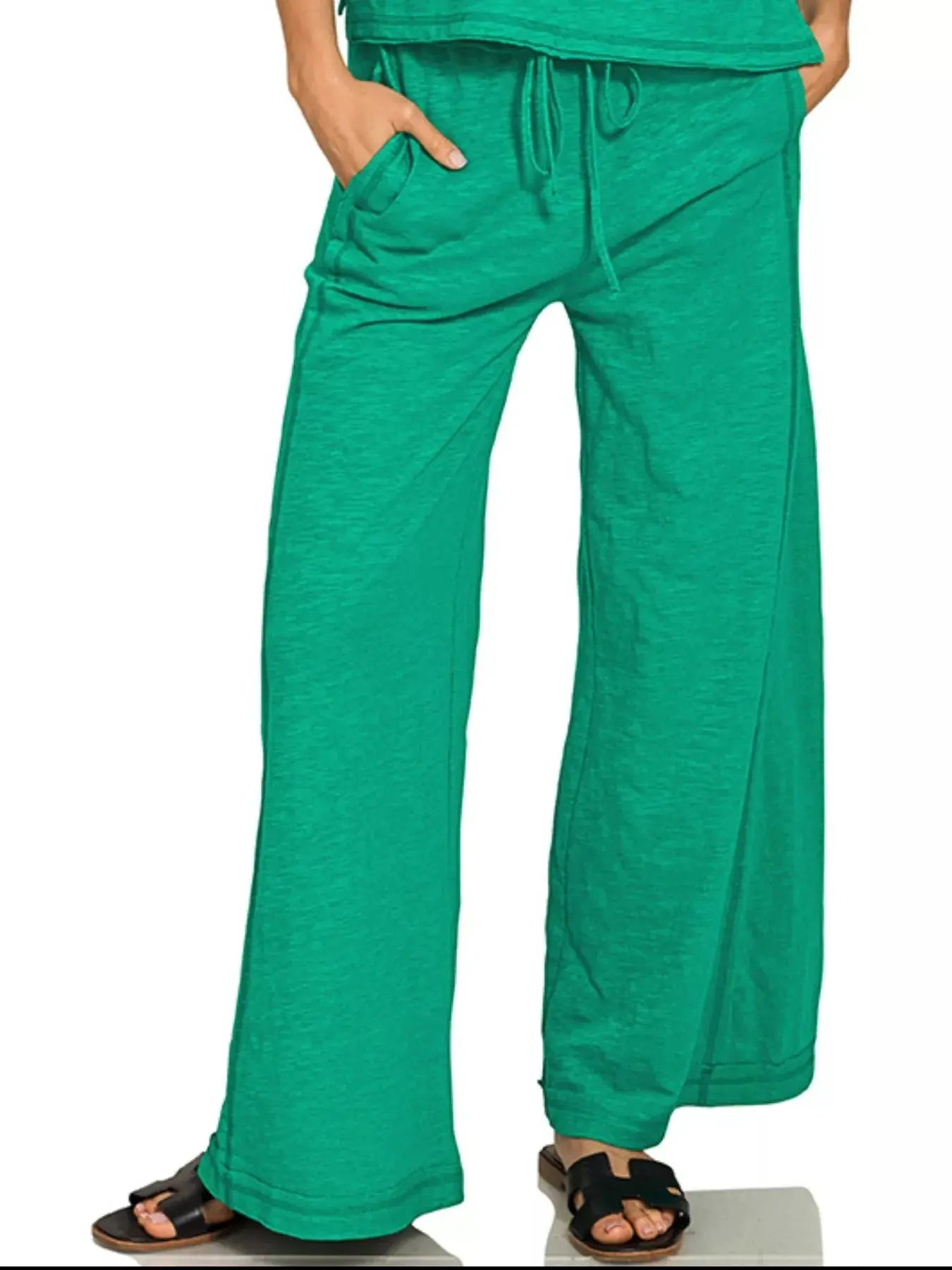 Zenana Cotton Slub Short Sleeve Tee and Pants Set  Style Ratio