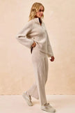BiBi Two Tone Rib Textured Knit Collared Top with Zip Up  Style Ratio