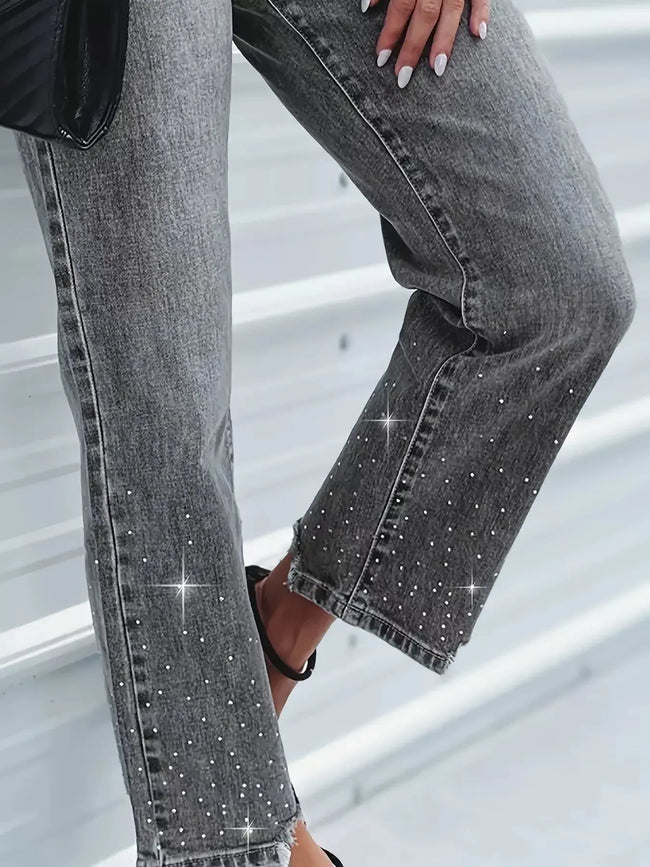 Rhinestone Embellished Cropped Jeans  Style Ratio