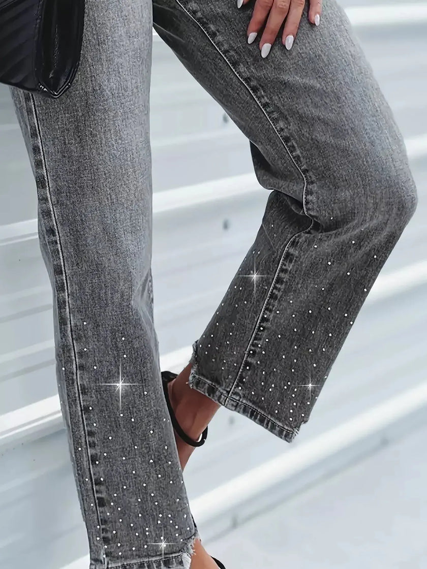 Rhinestone Embellished Cropped Jeans  Style Ratio