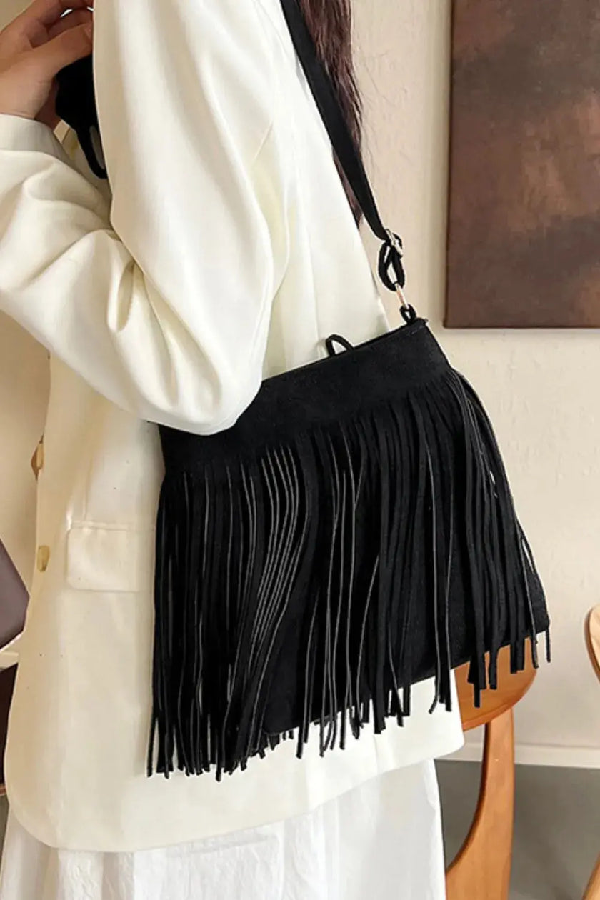 Suede Fringe Shoulder Bag  Style Ratio