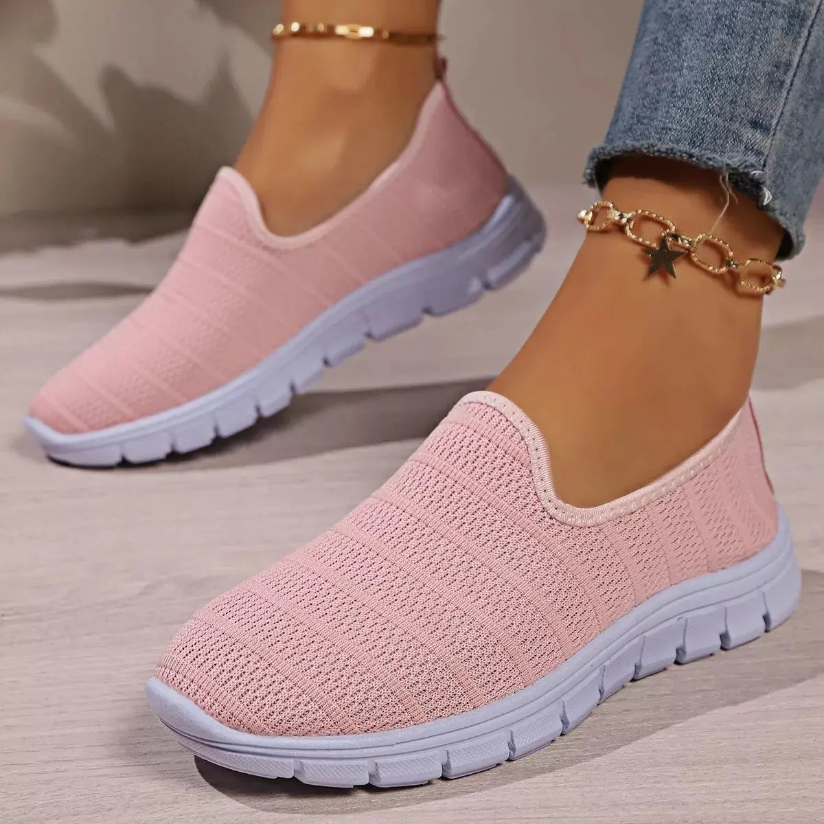 Round Toe Mesh Slip-Ons  Style Ratio