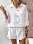 Button Detail Top and Shorts Set  Style Ratio