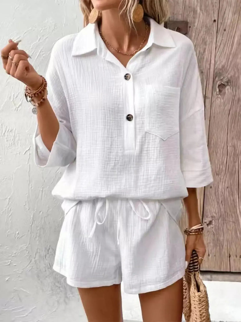 Button Detail Top and Shorts Set  Style Ratio
